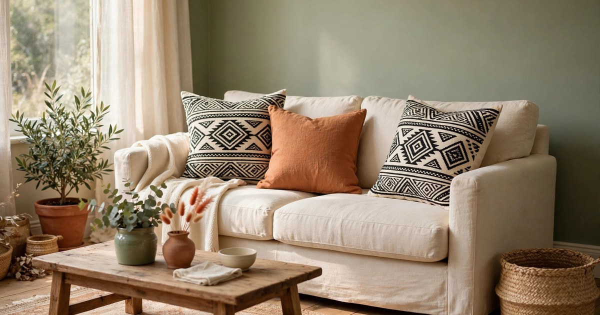 How to Style Mudcloth Pillows in a Rental for an Afrohemian Look