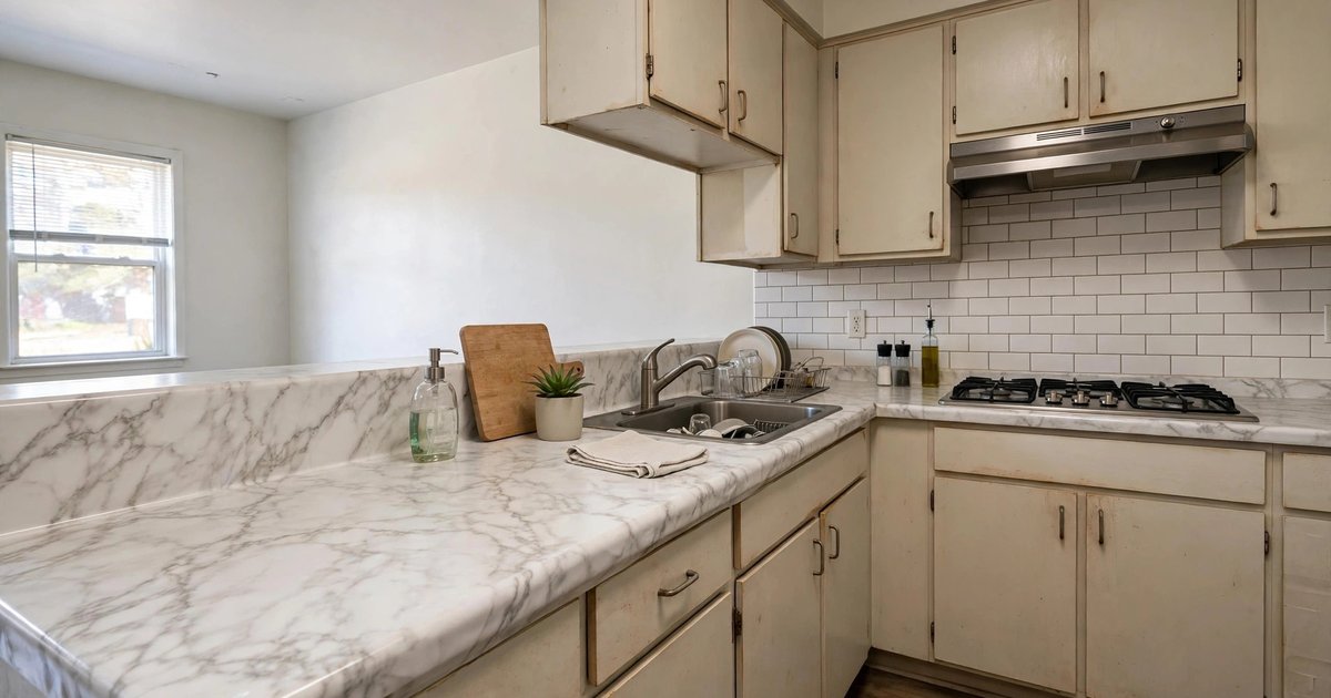 Peel-and-stick countertop film